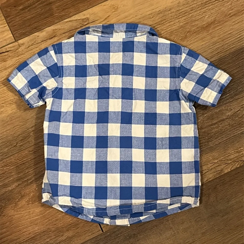 3/$10 Carter's Blue and White Plaid Button-Down Shirt